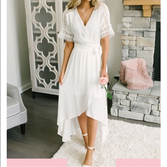 Magnolia boutique white midi wrap dress M - Picture 1 of 6